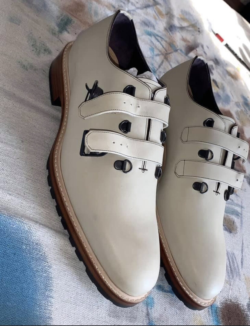 white leather shoes